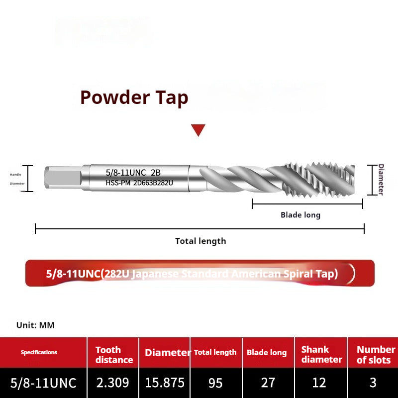 2124-282U American Japanese Standard Powder Screw Machine Tapping Tip Tapping Series Powder High Speed Steel Tap Shandong Denso Pricision Tools Co.,Ltd.